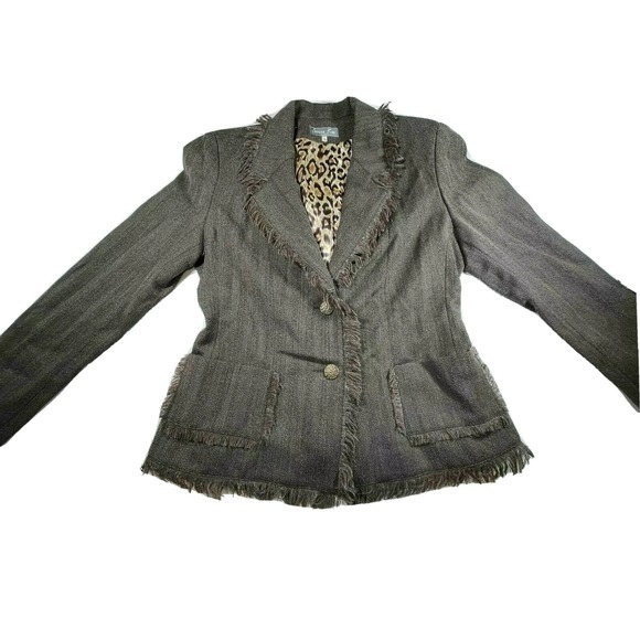 Serena Kay Jackets & Blazers - Serena Kay Paris Jaquar/Leopard Jacket Blazer Brown Dark FR‎ 40 - EUC